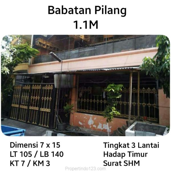 Dijual rumah Babatan Pilang Surabaya Murah - PROPERTINDO 123